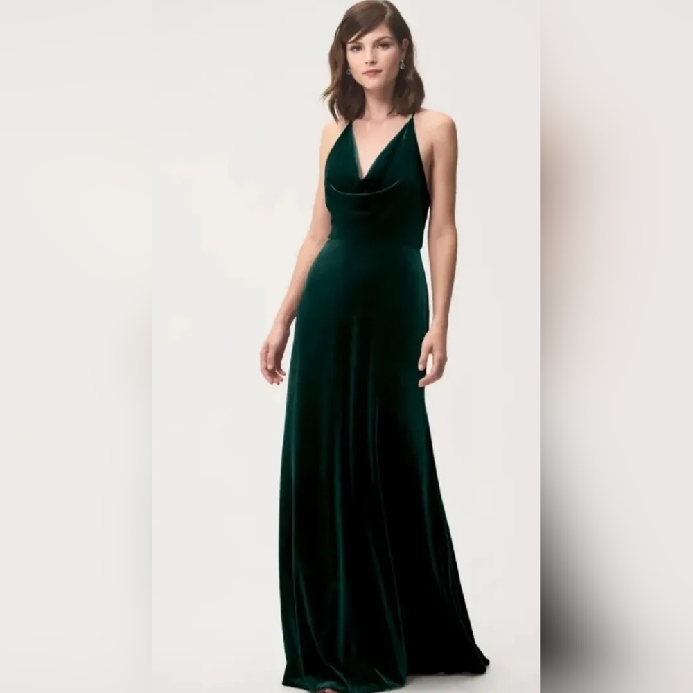 Jenny Yoo Emerald Green Velvet Maxi Dress